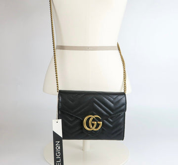 Gucci Marmont Black WOC with GHW