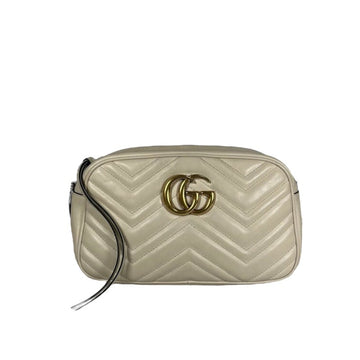 Gucci Small Marmont Leather Camera Cream GHW