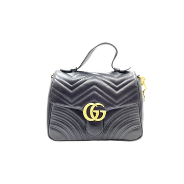Gucci Medium GG Marmont Matelasse Top Handle Black GHW