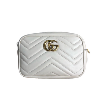 Gucci GG Marmont Mini Camera White GHW
