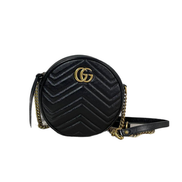 Gucci Marmont Mini Round Bag Black GHW