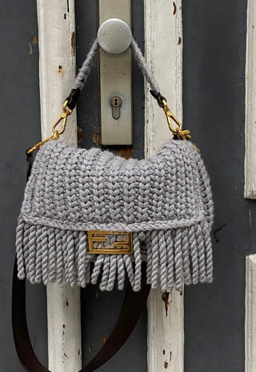 Fendi Knitted Fringe Baguette Bag