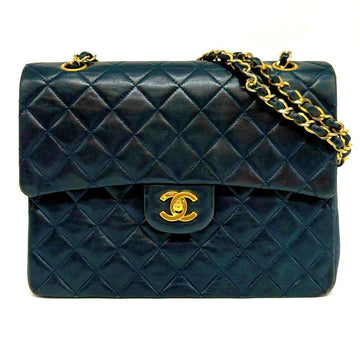 Top Quality Chanel Lambskin Chain Shoulder Bag Navy Gold Hardware