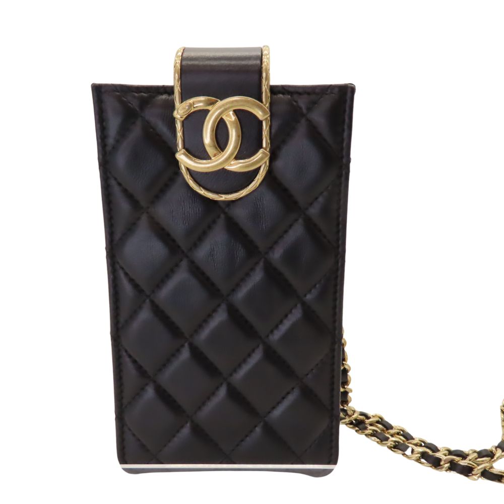 Top Quality Chanel Lambskin Coco Mark Phone Case Crossbody