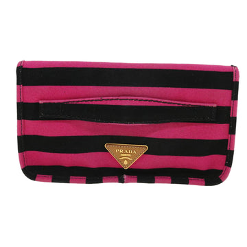 Prada Clutch Bag Canvas Black Pink  jk3025