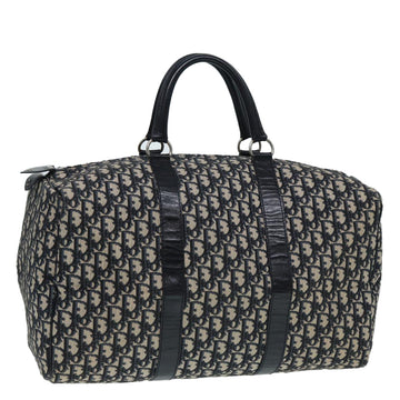 CHRISTIAN Top quality Dior Trotter Canvas Boston Bag Navy Silver Auth ki4781