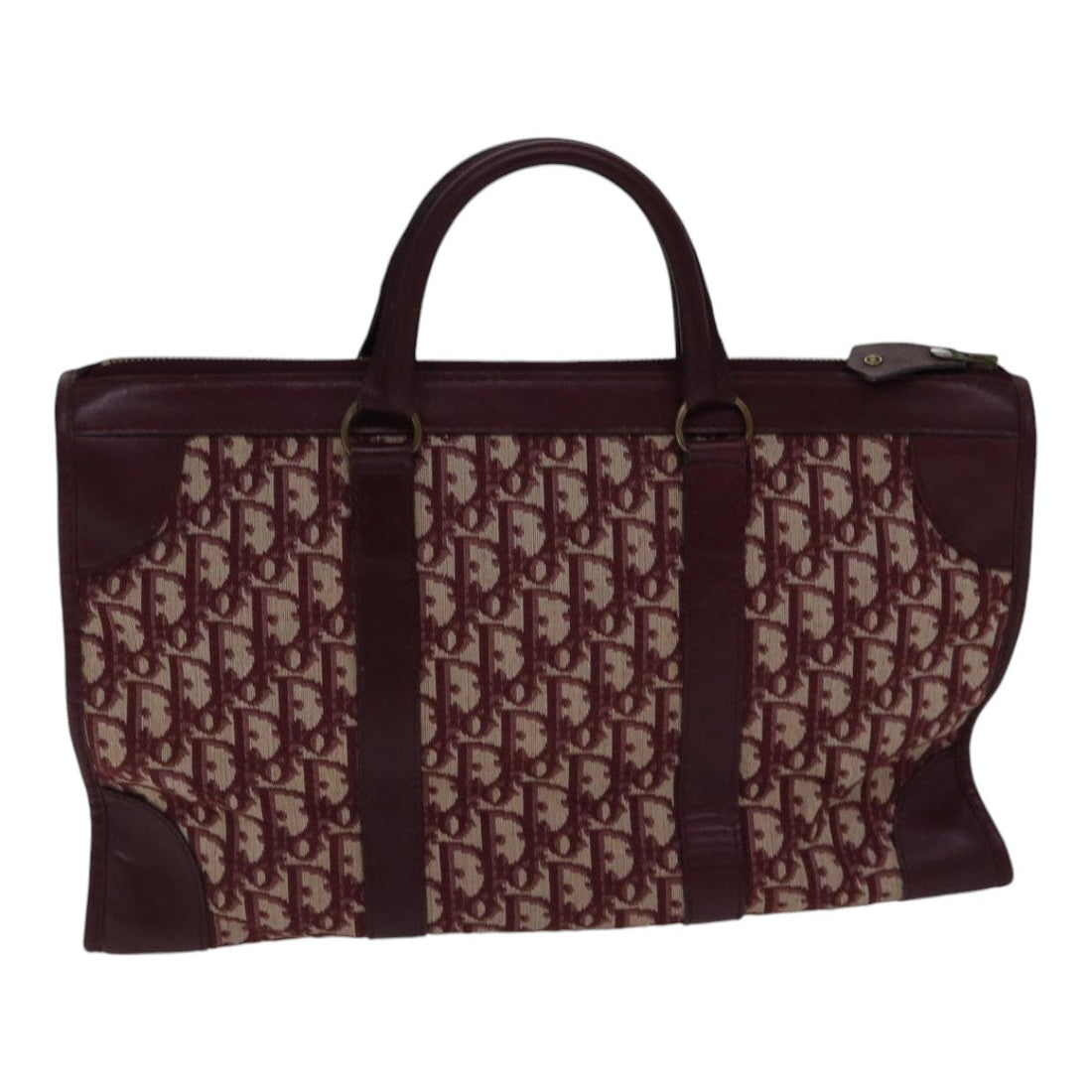 CHRISTIAN Top quality Dior Trotter Canvas Boston Bag Canvas Red Auth ki4897