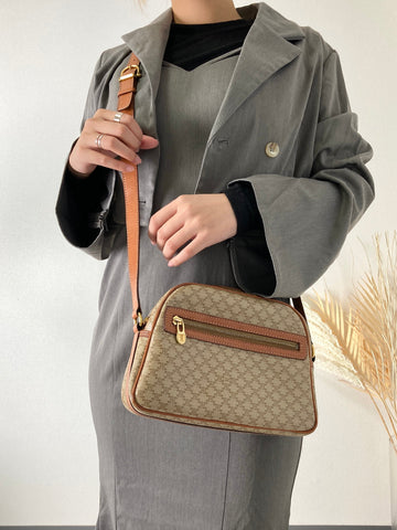 CELINE Macadam Front Zipper Shoulder bag Beige New 1:1 d4nhkn