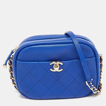 Top Quality Chanel Blue Quilted Leather Small Casual Trip Camera Crossbody Bag