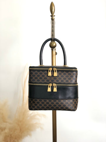 CELINE Macadam Triomphe Handbag Vanity bag Black New 1:1 utd2i7