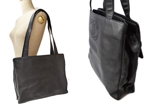 Top Quality Chanel Lamb Leather Shoulder/Handbag A4 Coco Mark Black