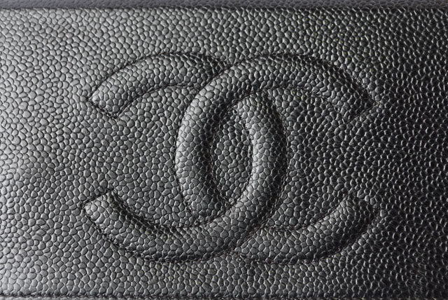 Top Quality Chanel Caviar Skin Chain Wallet Shoulder Bag Black Silver Hardware