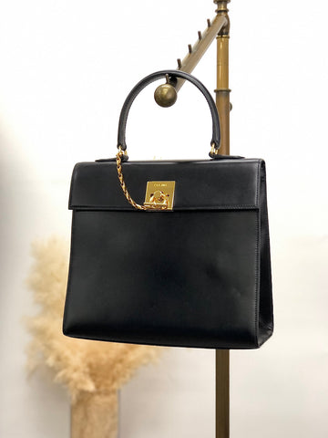 CELINE Gancini Top Handle Handbag Black New 1:1 a8utvp