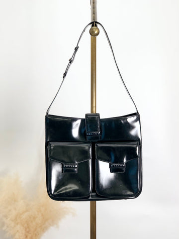 CELINE Logo Shoulder bag Black New 1:1 tabt7f