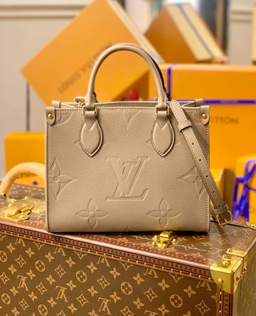 M45660 ONTHEGO PM tote bag Oversized monogrm empreinte leather Apricot
