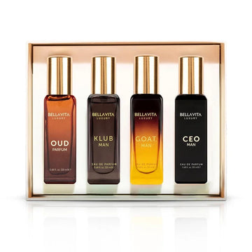Set of 4 Bella Vita Organic Man Luxury Perfume Gift Set 80 ML each