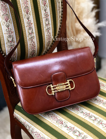 CELINE Three Horsebit Crossbody Shoulder bag Brown New 1:1 Old Celine jjcdny