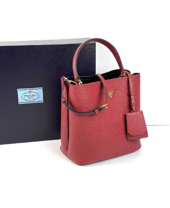Prada Panier Bag in Saffiano leather red