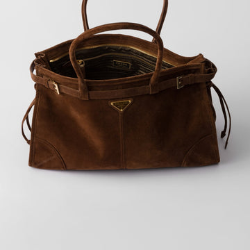 Prada Bonnie large suede handbag