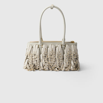 Prada Galleria medium nappa leather bag with fringe and studs