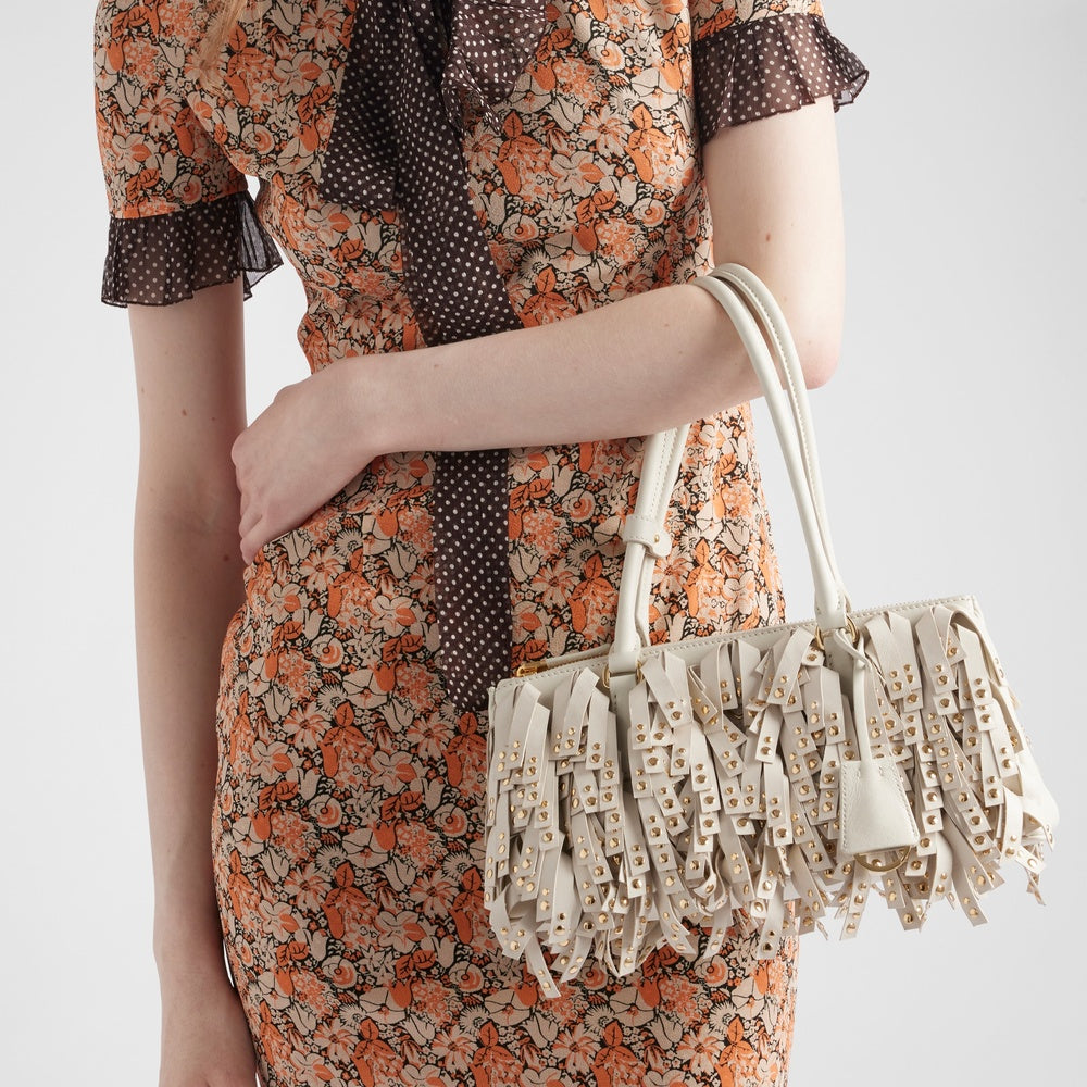 Prada Galleria medium nappa leather bag with fringe and studs
