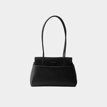Prada Medium-sized leather bag with Re-Nylon flap