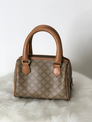CELINE Macadam Leather Handbag Micro Bostonbag Beige New 1:1 kr7ig8