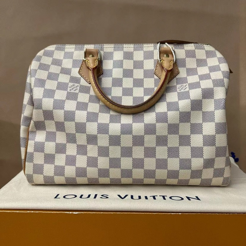 Louis Vuitton Speedy 30 Damier Azur Canvas Top Handle Bag