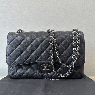 Top Quality Chanel CF Jumbo Black Caviar Quilted Shoulder Bag