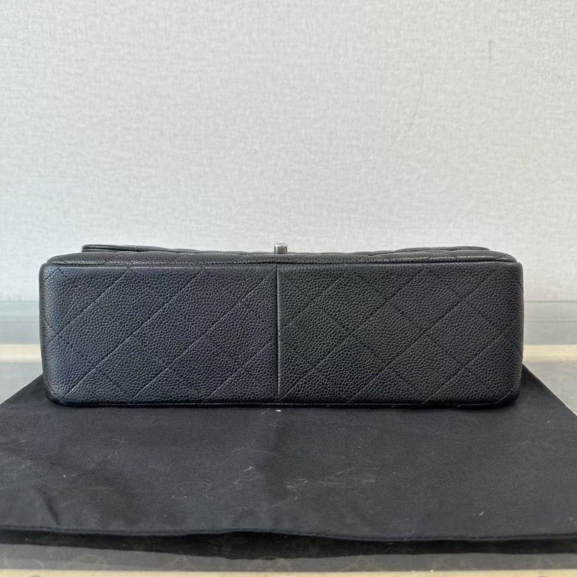 Top Quality Chanel CF Jumbo Black Caviar Quilted Shoulder Bag