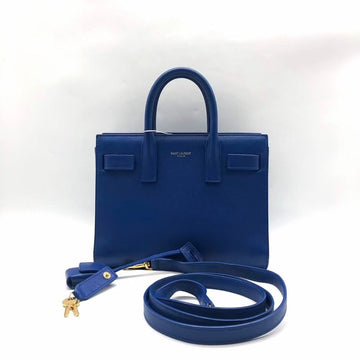 Saint Laurent Sac De Jour Blue Leather Handbag Medium