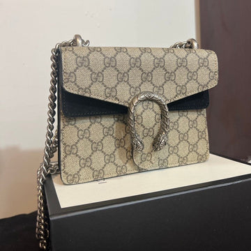 Gucci Mini Dionysus Beige GG Supreme Canvas Shoulder Bag