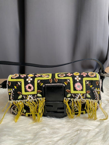 Fendi Baguette Fringe Bag, Multicolor, Shoulder Bag