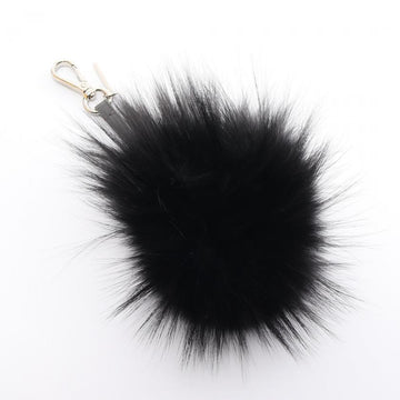 Fendi Bag Bugs Monster Bag Charm Key Ring Fur Leather Black Gray 885059