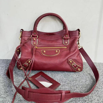Balenciaga City Burgundy Leather Tote Bag Medium Size