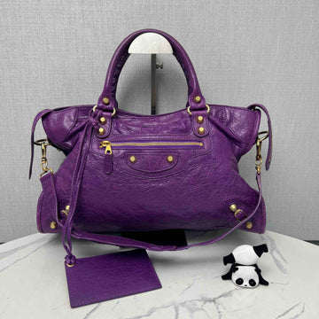 Balenciaga Neo Cagole Purple Leather Bag Medium
