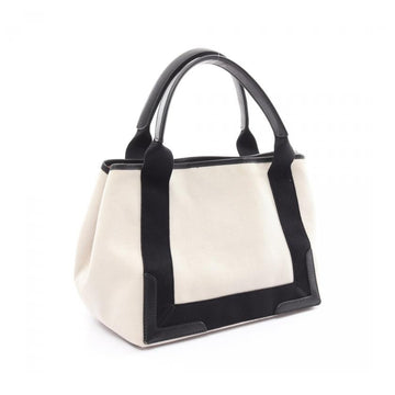 Balenciaga Navy Cabas S Ivory Black Canvas Leather Tote Bag