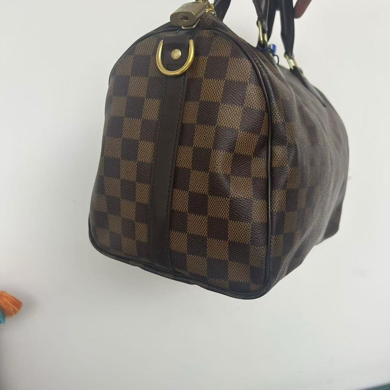 Louis Vuitton Damier Ebene Speedy 30 Bandouliere Brown