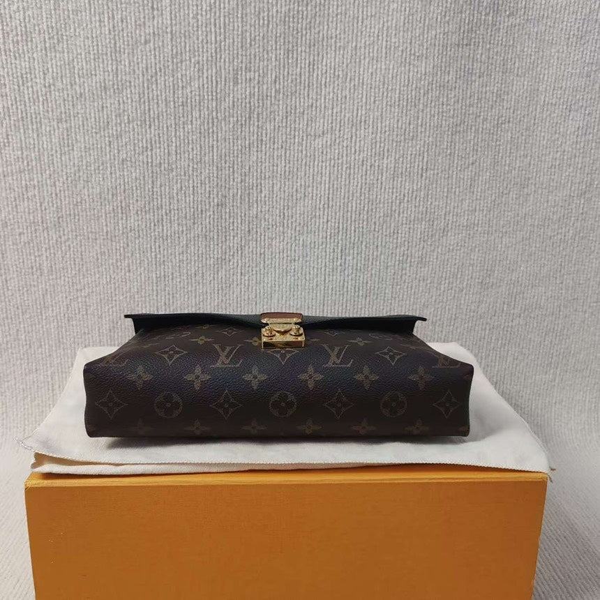 Louis Vuitton Monogram Canvas Black Leather Pochette Métis Bag Medium