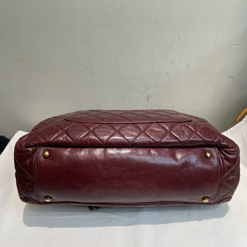 Top Quality Chanel Burgundy Quilted Leather Large Flap Bag