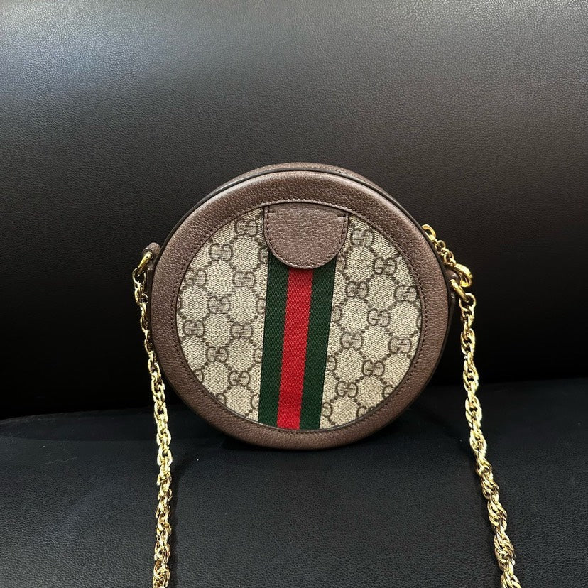 Gucci Monogram Canvas Brown Round Cake Bag 18cm