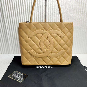 Chanel Beige Caviar Leather Grand Shopping Tote Bag