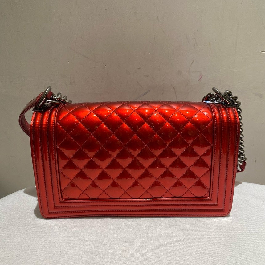 Top Quality Chanel Leboy Red Patent Leather Medium Bag