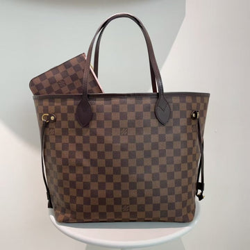 Louis Vuitton Neverfull MM Damier Ebene Canvas Tote Bag Brown