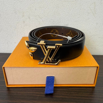 Louis Vuitton Monogram Reversible Black Brown Belt Gold Buckle 75-85cm LB105067