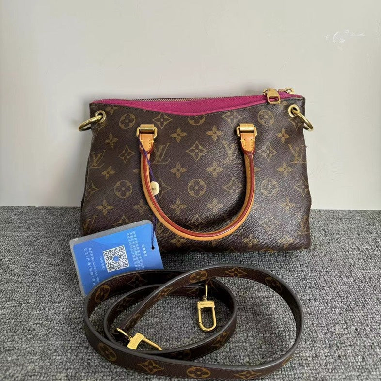 Louis Vuitton Monogram Pallas Brown Pink Canvas Tote Bag Medium