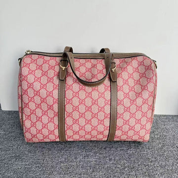 Gucci Pink Canvas GG Supreme Boston Bag Medium