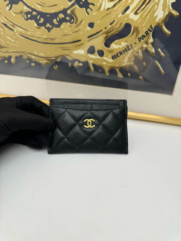 Top Quality Chanel Black Caviar Quilted Cardholder Wallet