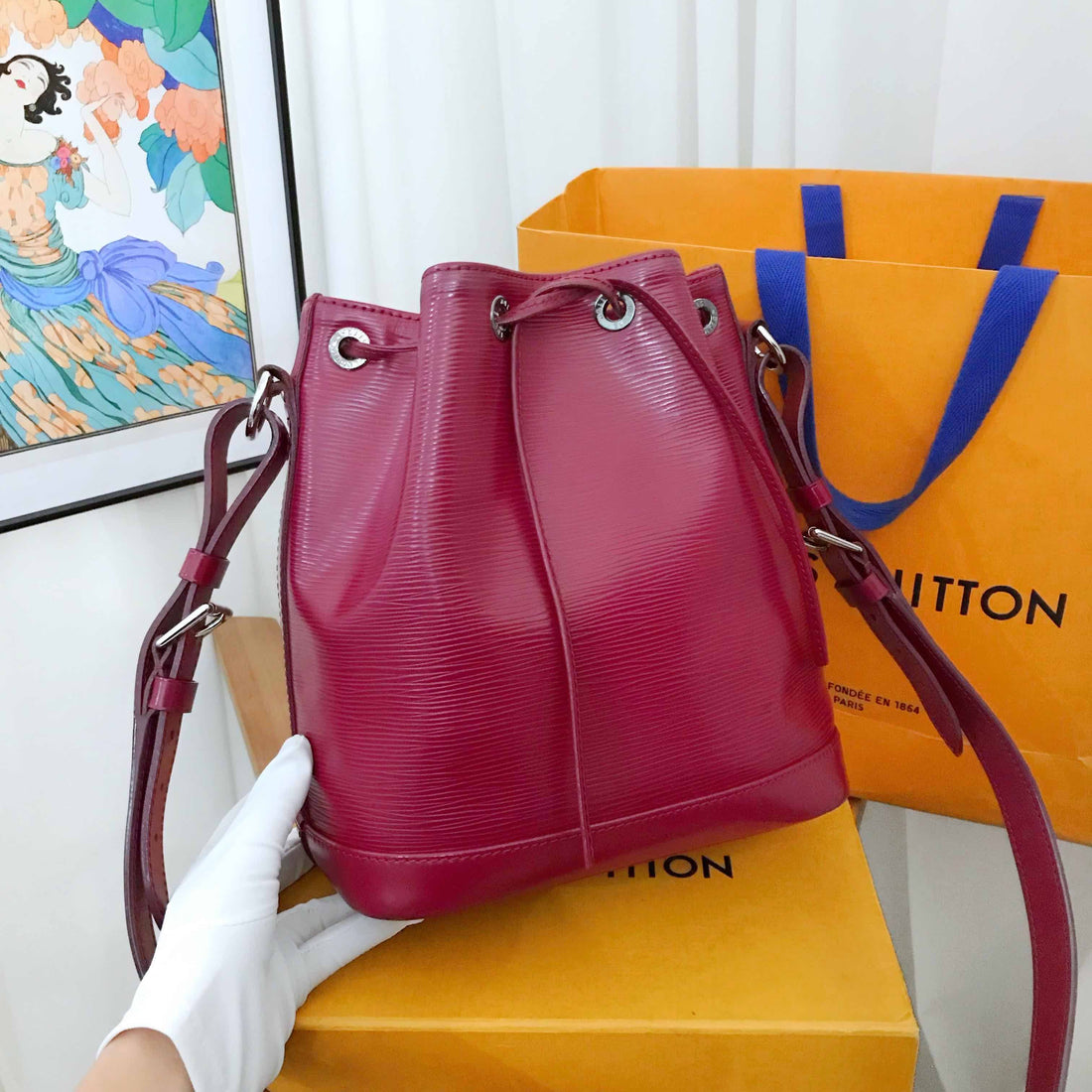 Louis Vuitton Neo Epi Red Leather Bucket Bag Large
