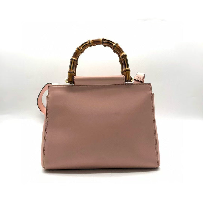 Gucci Pink Bamboo Handle Two Way Bag Medium Size